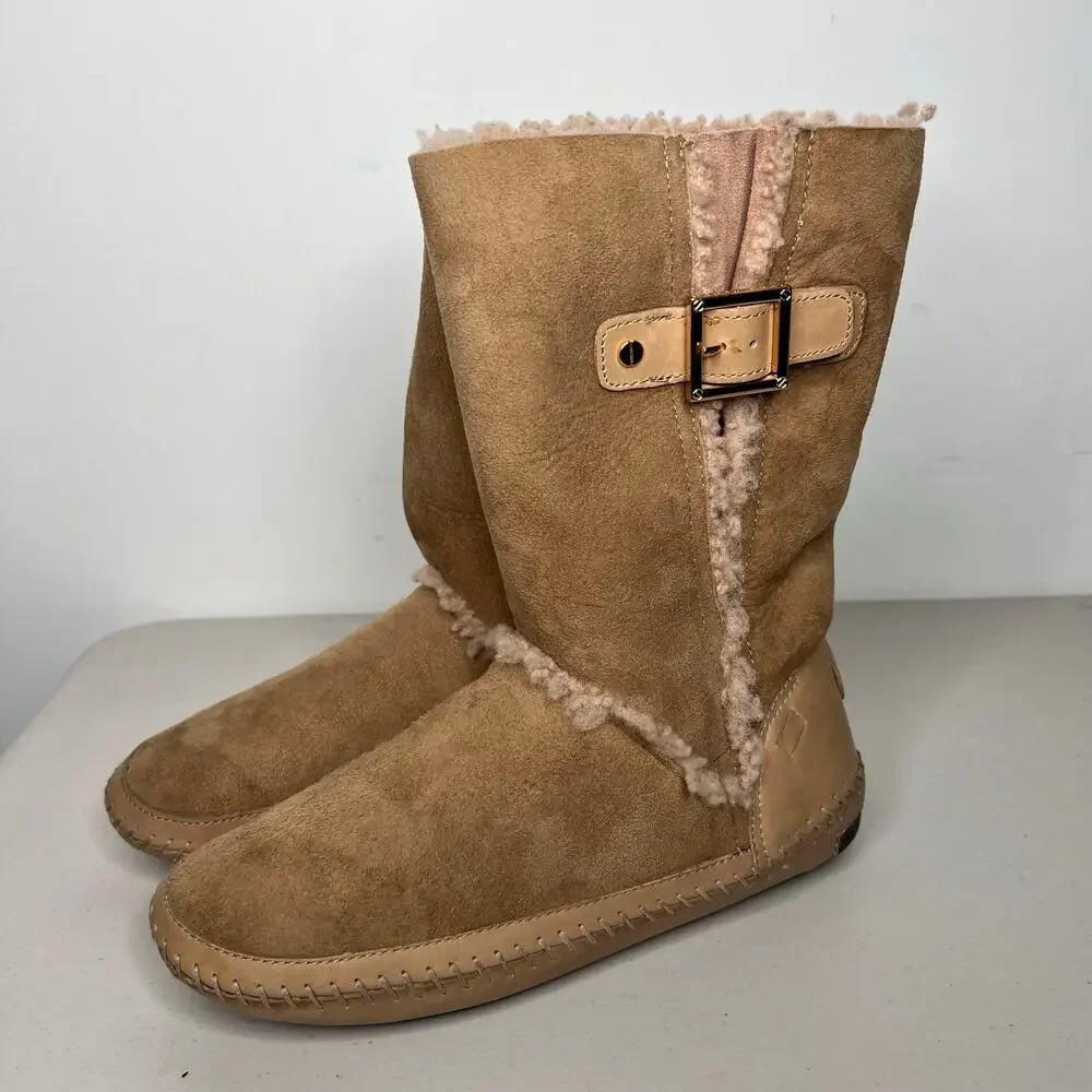 Tory Burch Moccasin Shearling Boots Size 9